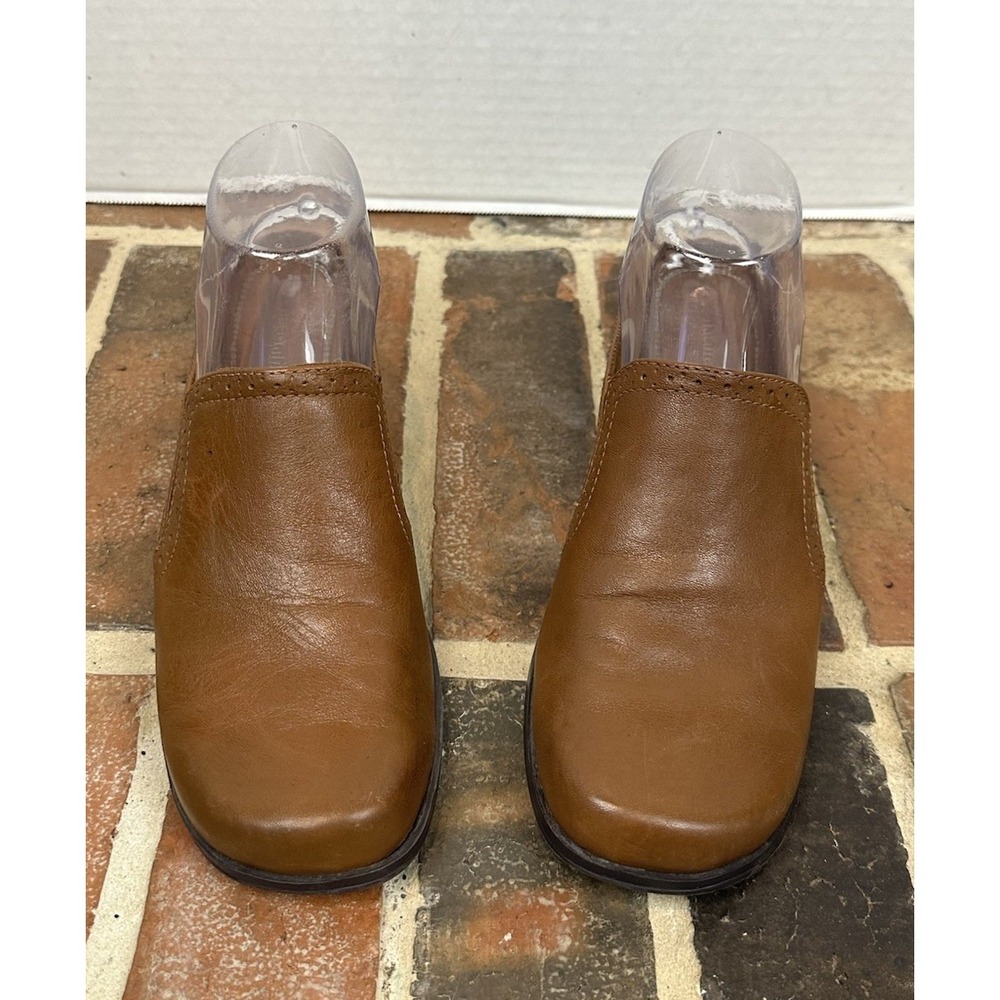 Naturalizer Brown Leather Mules Slip On Heels Clogs Shoes Comfort Women's 7.5 - Picture 3 of 7